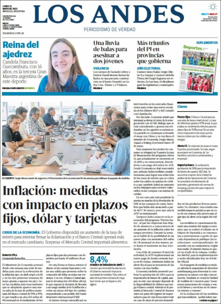 Portada de Los Andes - Mendoza (Argentina)