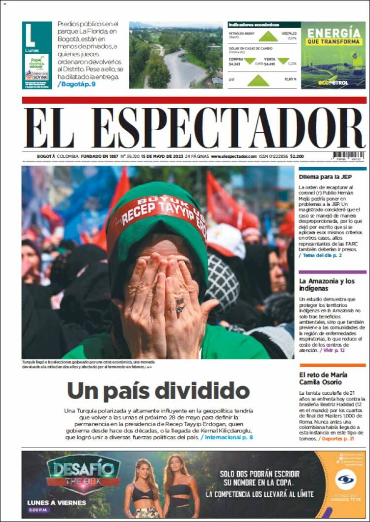 Portada de El Espectador (Colombia)