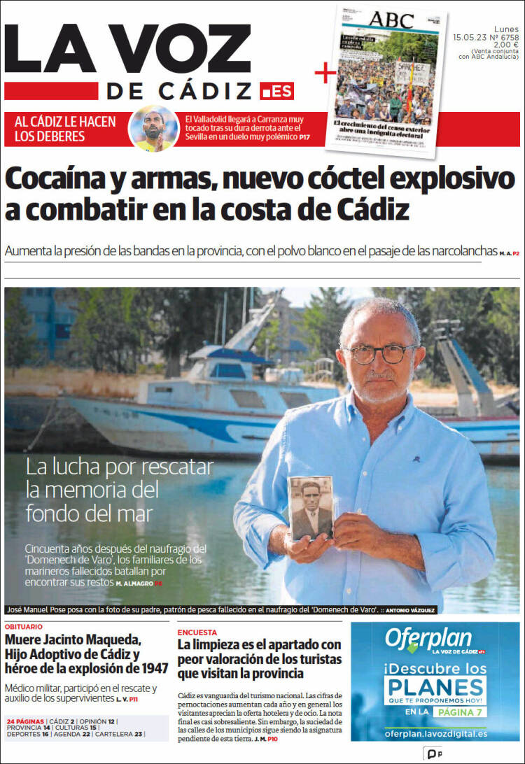 Portada de La Voz de Cádiz (España)