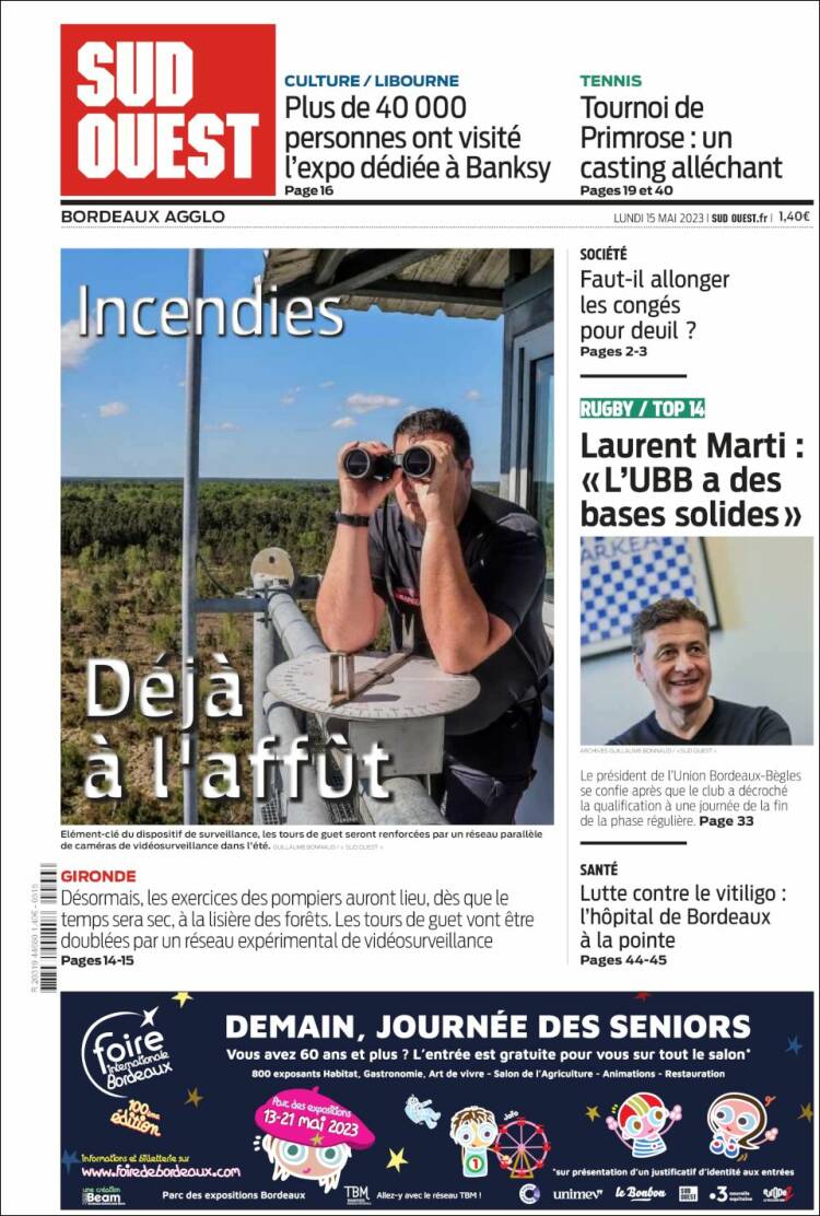 Portada de Sud Ouest (Francia)