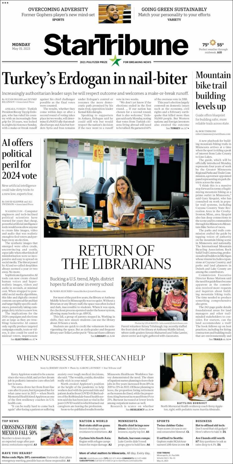 Portada de Star Tribune (USA)