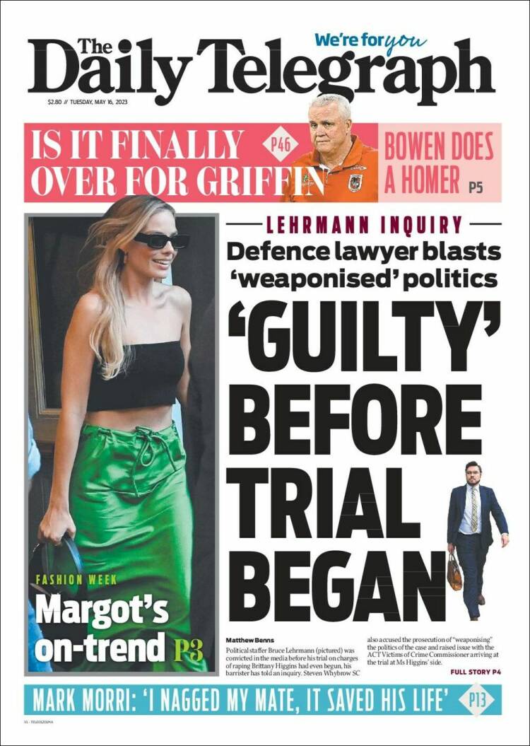 Portada de The Daily Telegraph (Australia)