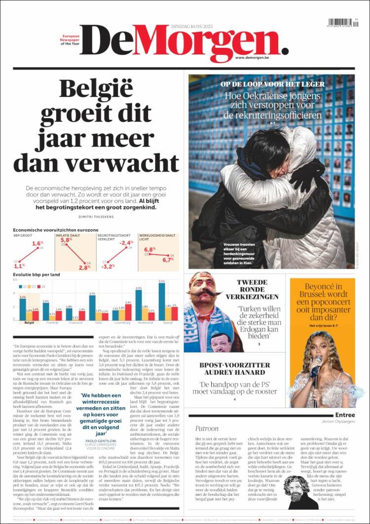 Portada de De Morgen (Bélgica)