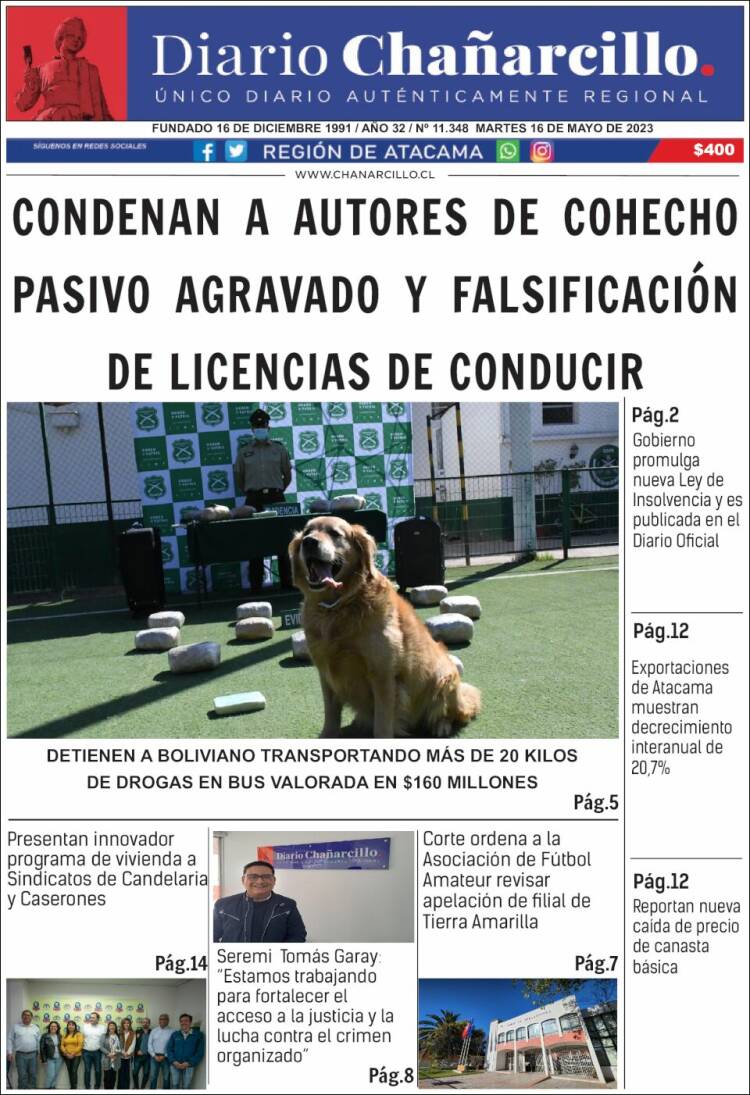 Portada de Diario Chañarcillo (Chile)