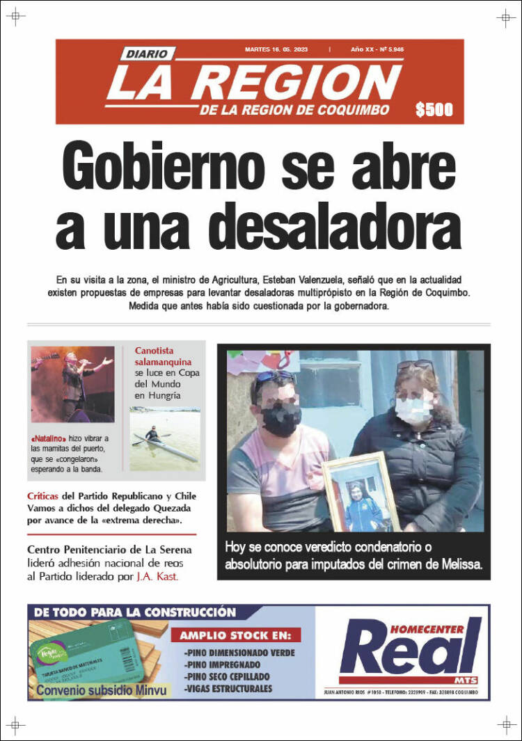 Portada de Diario La Región de Coquimbo (Chile)