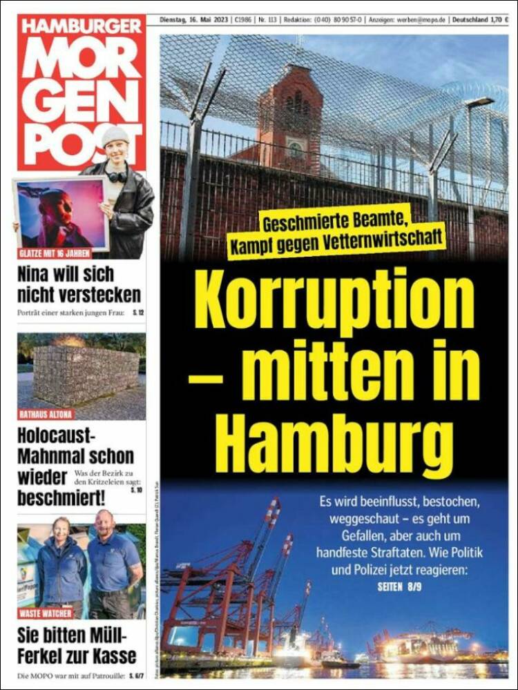 Portada de Hamburger Morgenpost  (Alemania)