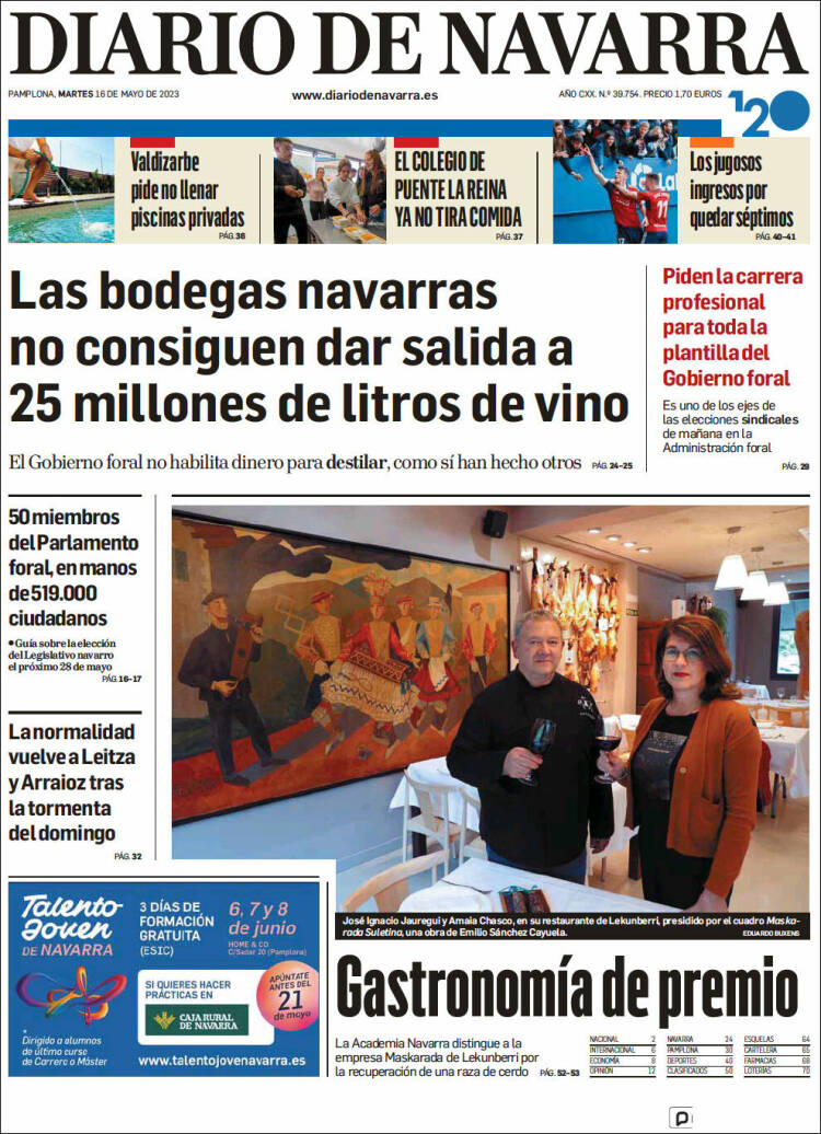 Portada de Diario de Navarra (España)