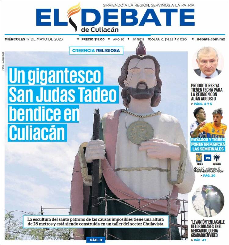 Portada de El Debate de Culiacán (México)