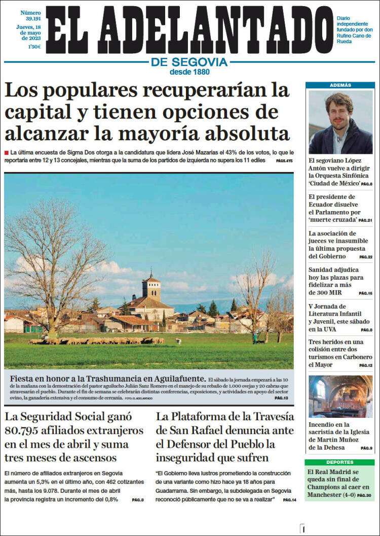 Portada de El Adelantado de Segovia (España)