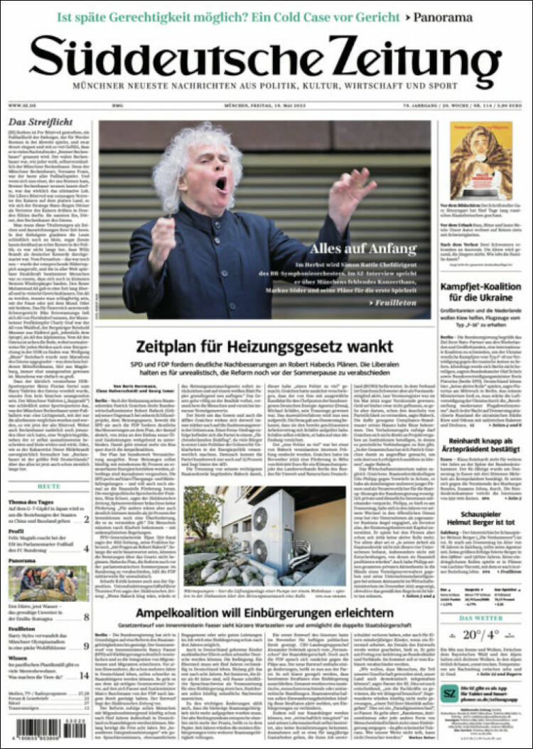 Portada de Sueddeutsche (Alemania)