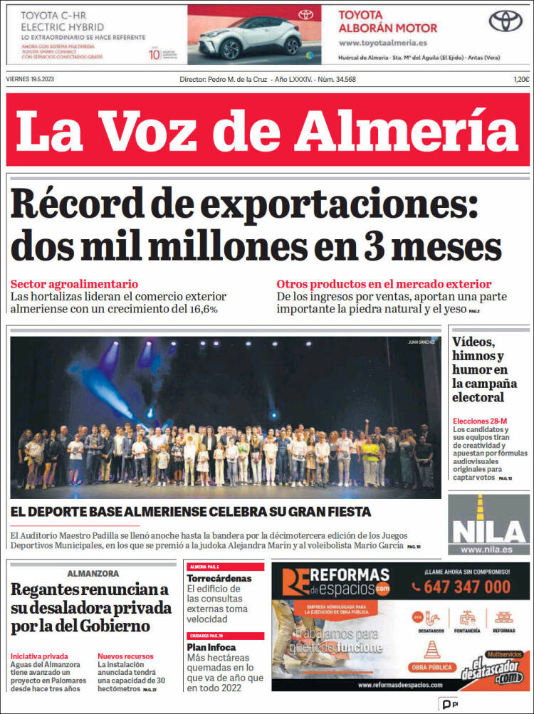 Portada de La Voz de Almería (España)