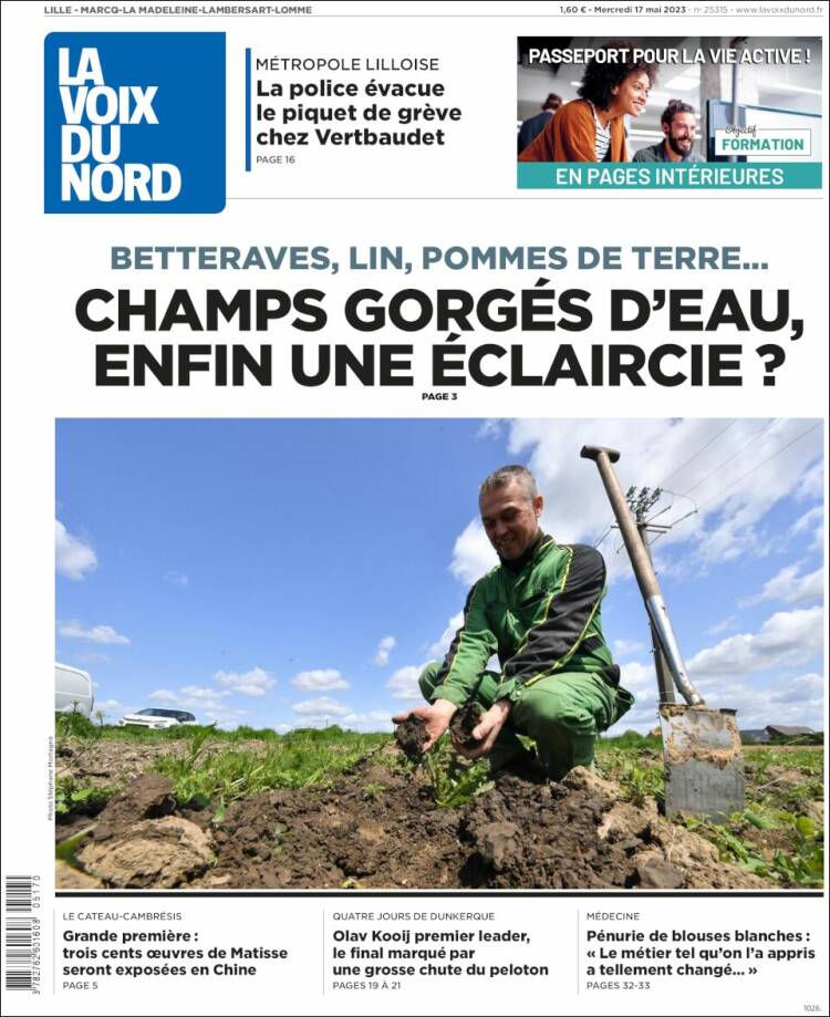 Portada de La Voix du Nord (Francia)