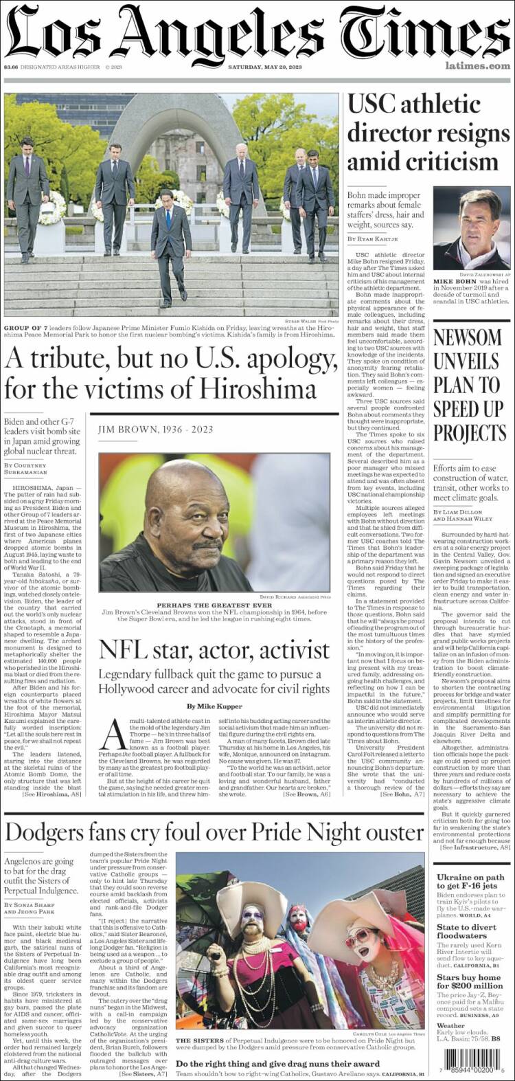 Portada de Los Angeles Times (USA)