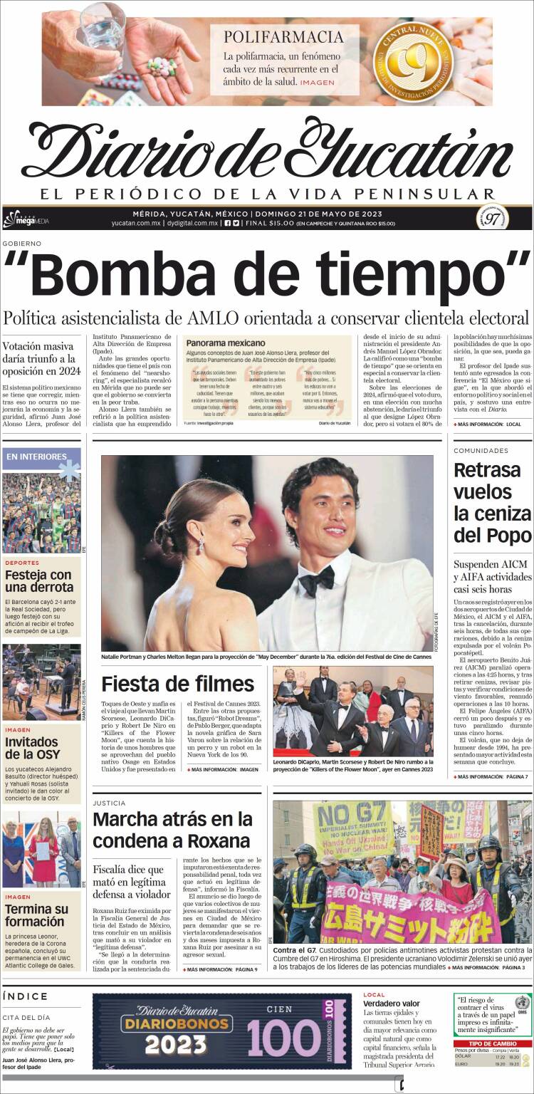 Portada de Diario de Yucatán (México)