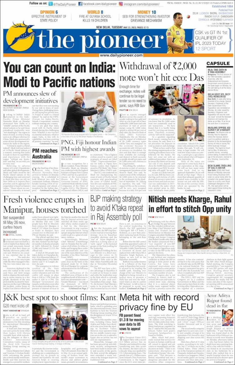 Portada de The Pioneer (India)