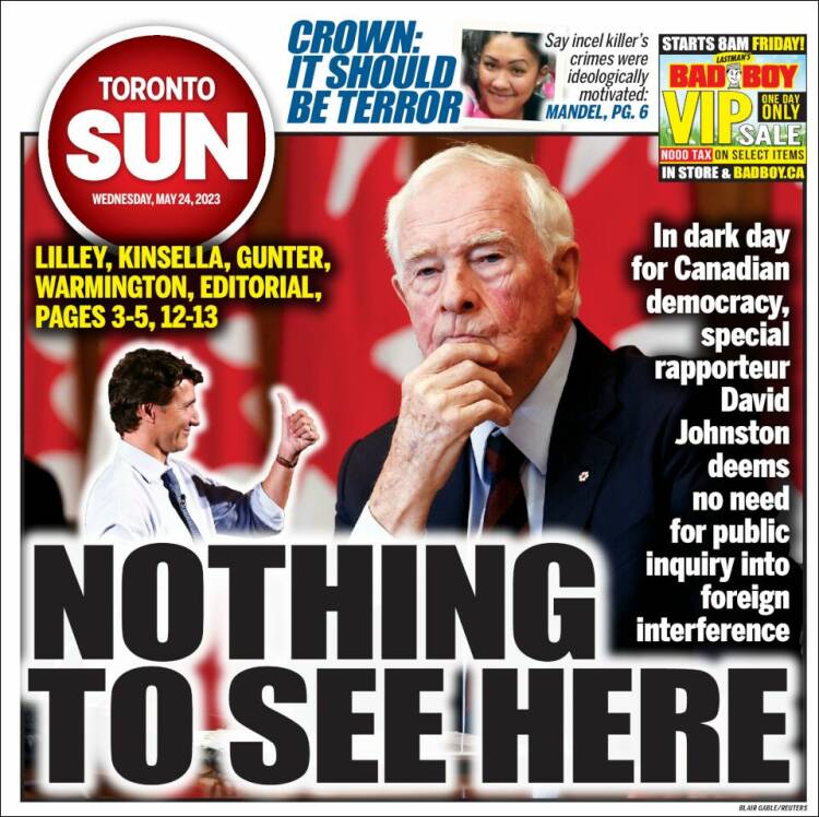 Portada de The Toronto Sun (Canadá)