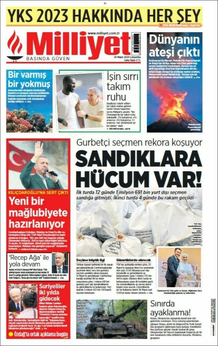 Portada de Milliyet (Turquía)