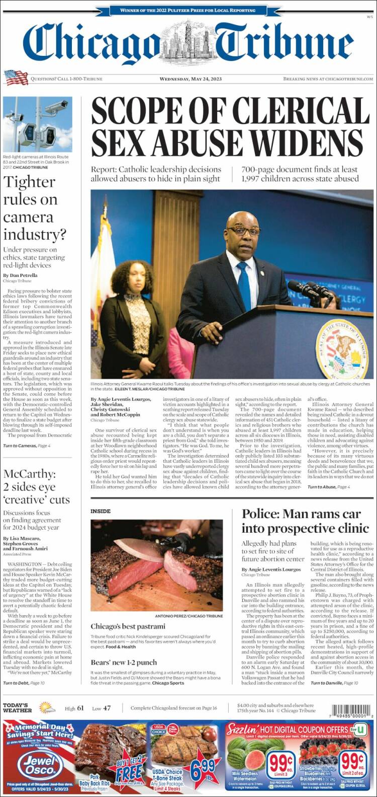 Portada de Chicago Tribune (USA)