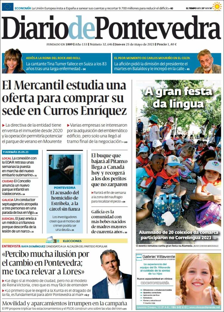 Portada de Diario de Pontevedra (España)