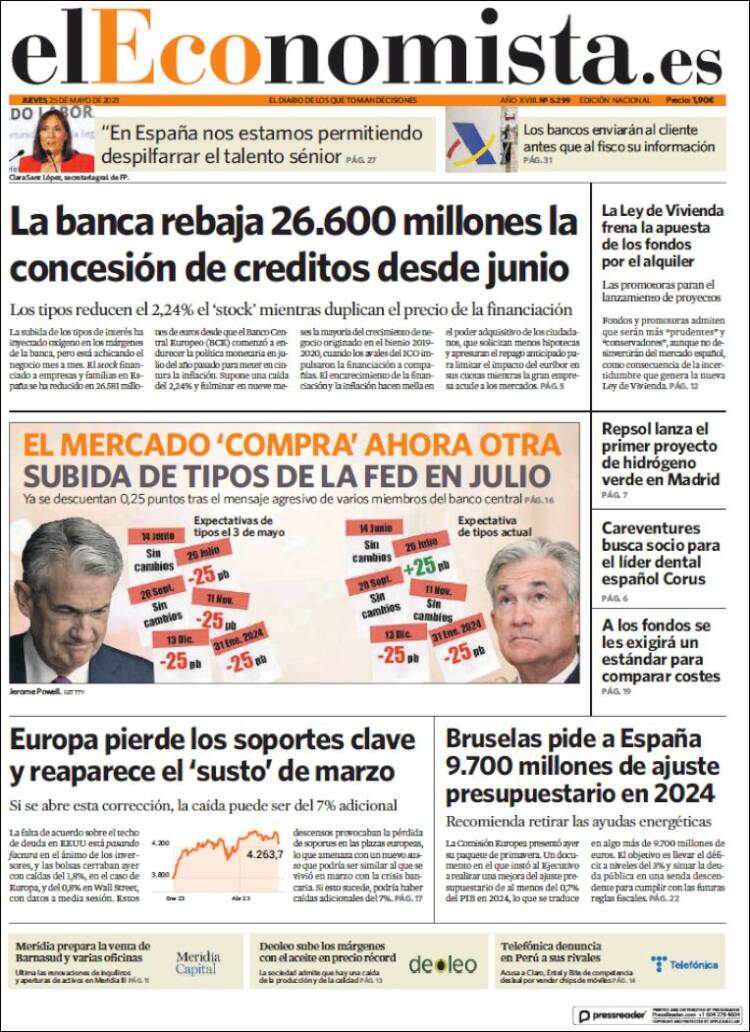 Portada de El Economista (España)