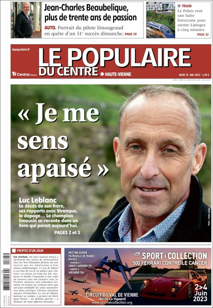 Portada de Le Populaire du Centre (Francia)