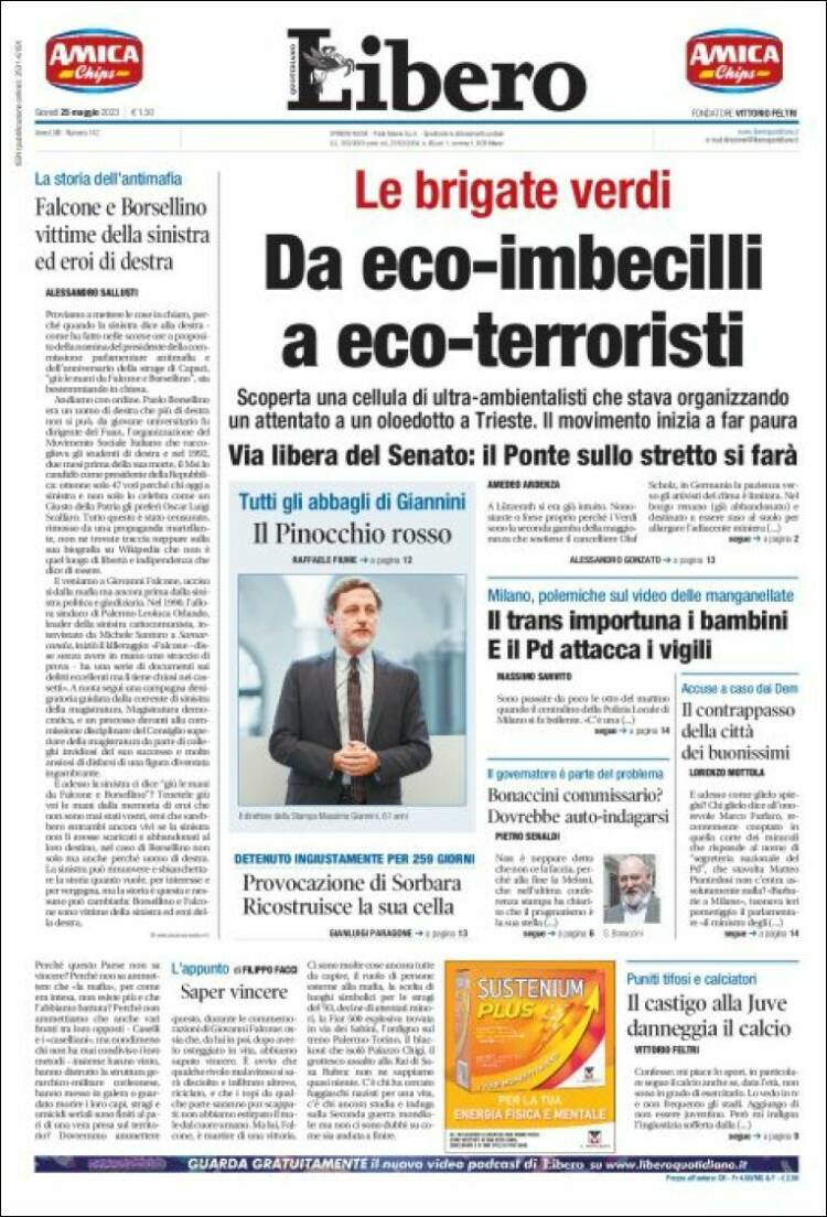 Portada de Libero (Italia)