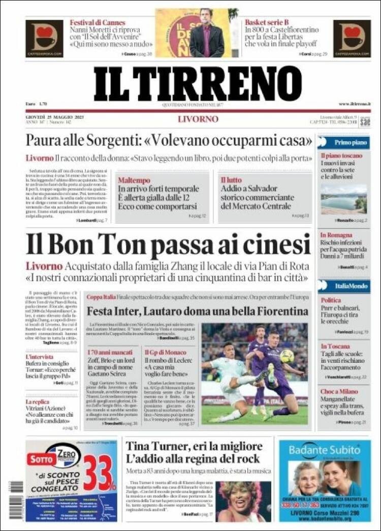 Portada de Il Tirreno (Italia)