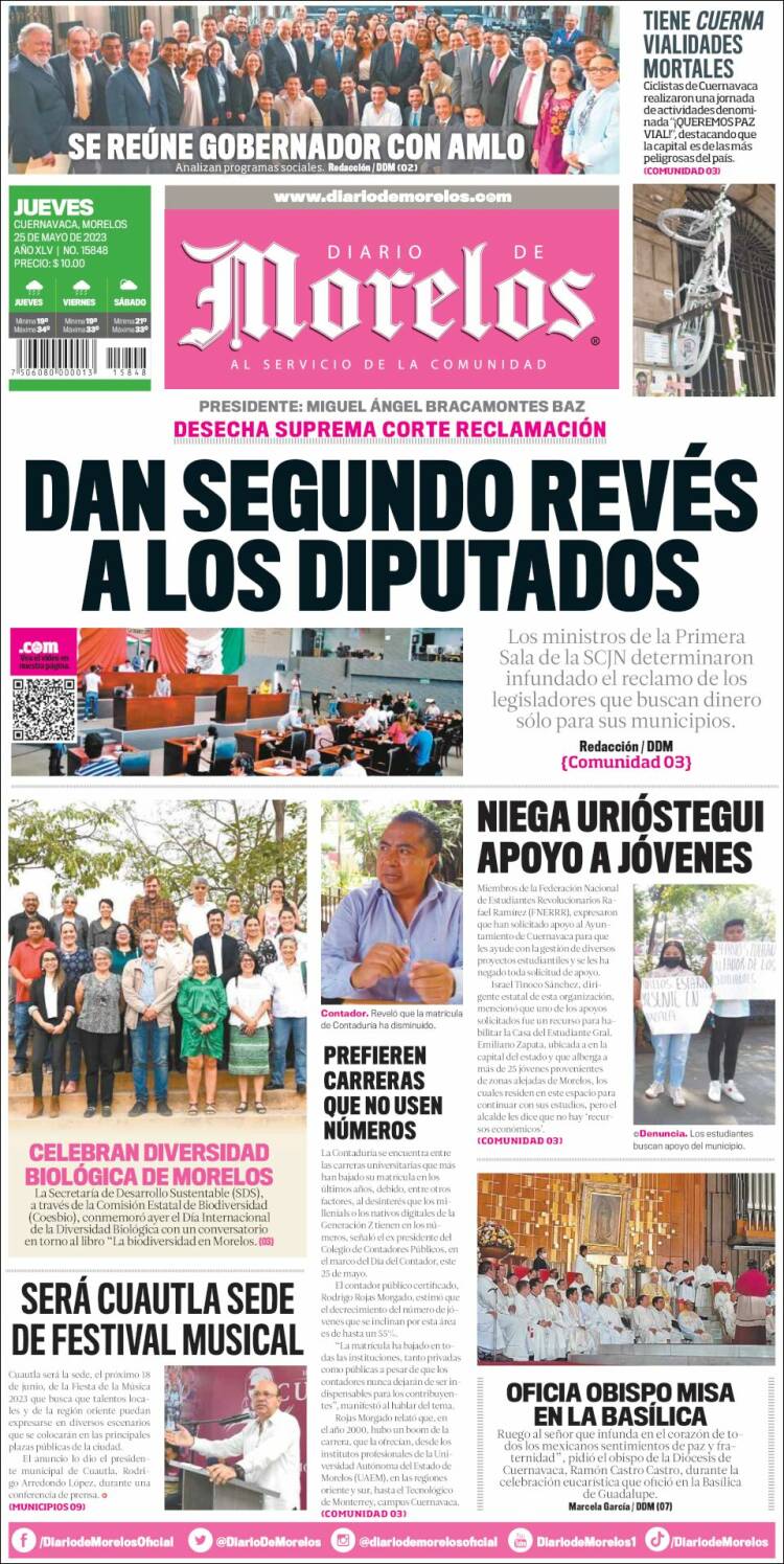 Portada de Diario de Morelos (México)