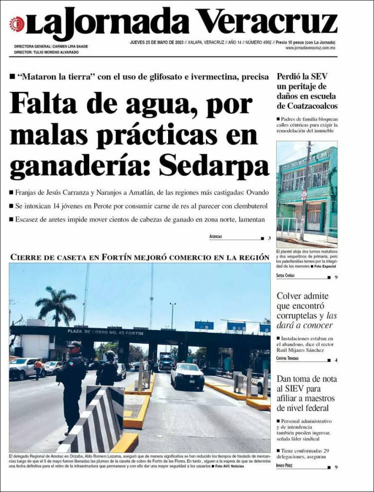 Portada de La Jornada Veracruz (México)