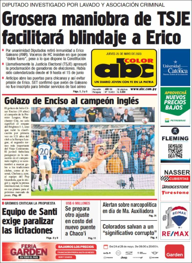 Portada de ABC Color (Paraguay)