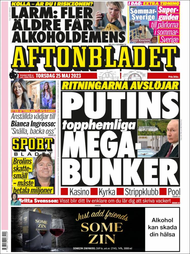 Portada de Aftonbladet (Suecia)