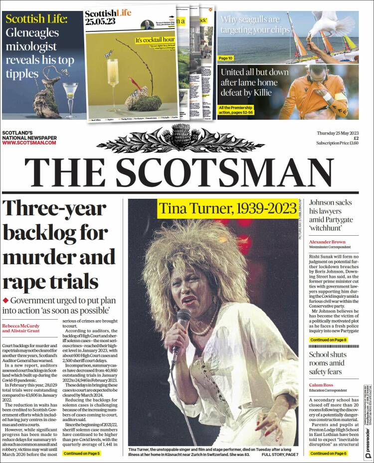 Portada de The Scotsman (Reino Unido)