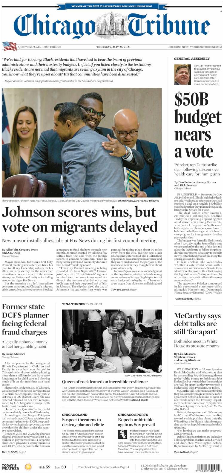 Portada de Chicago Tribune (USA)