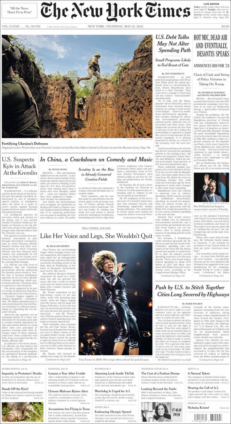 Portada de New York Times (USA)