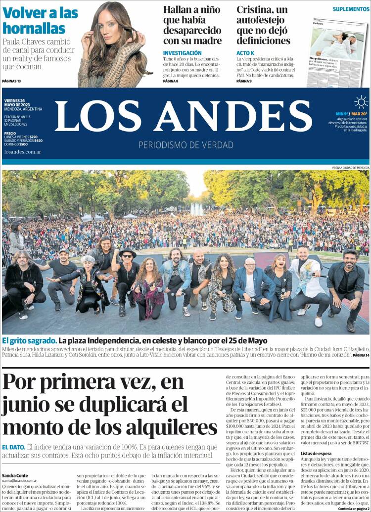 Portada de Los Andes - Mendoza (Argentina)