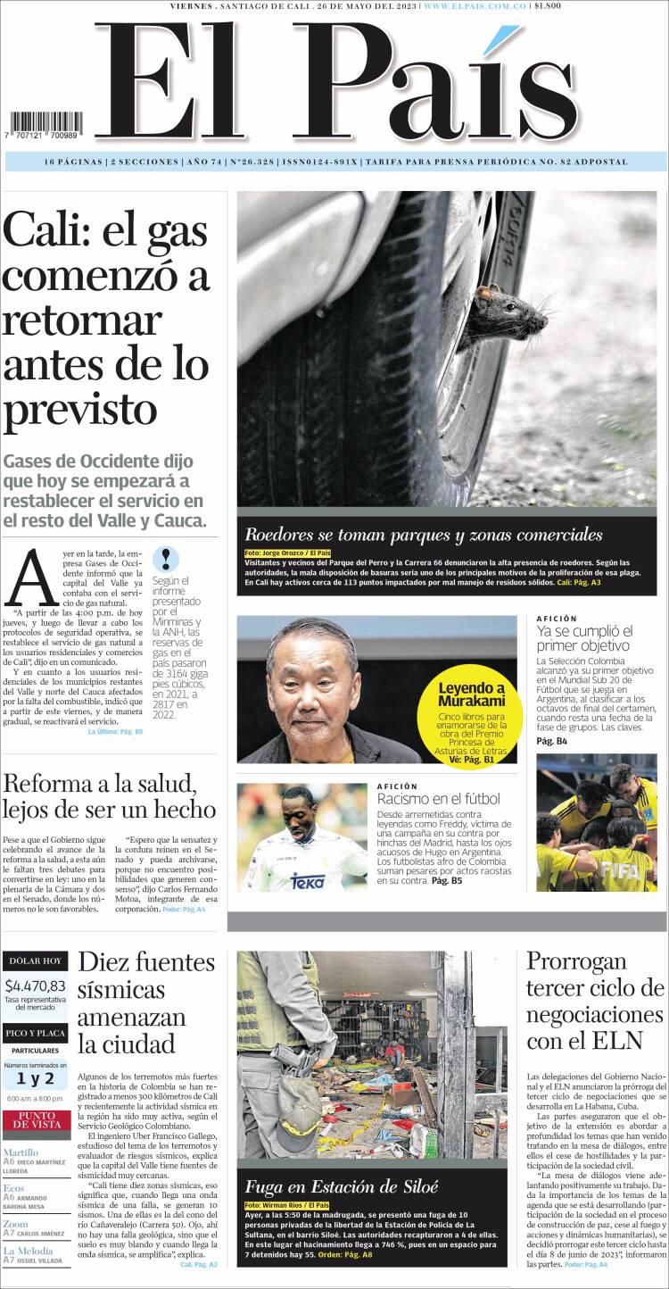 Portada de El País - Cali (Colombia)