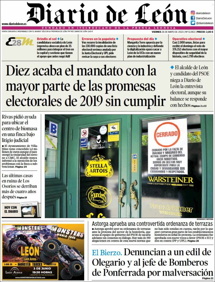 Portada de Diario de León (España)