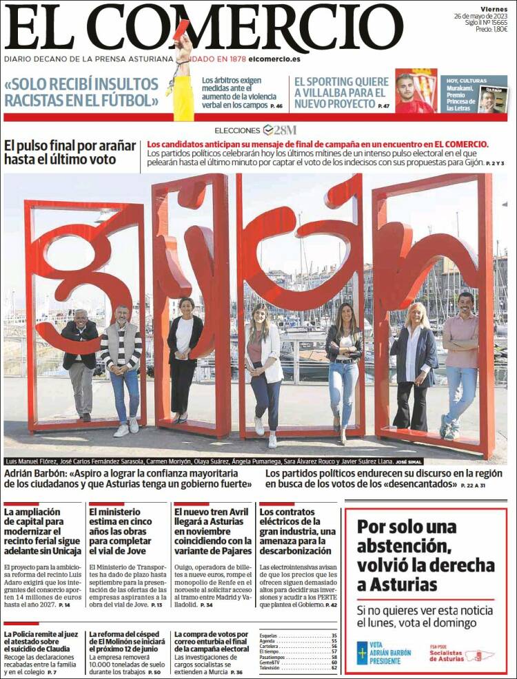 Portada de El Comercio - Gijón (España)