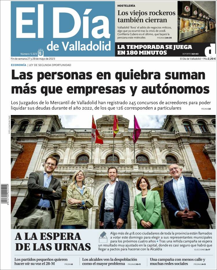 Portada de El Día de Valladolid (España)