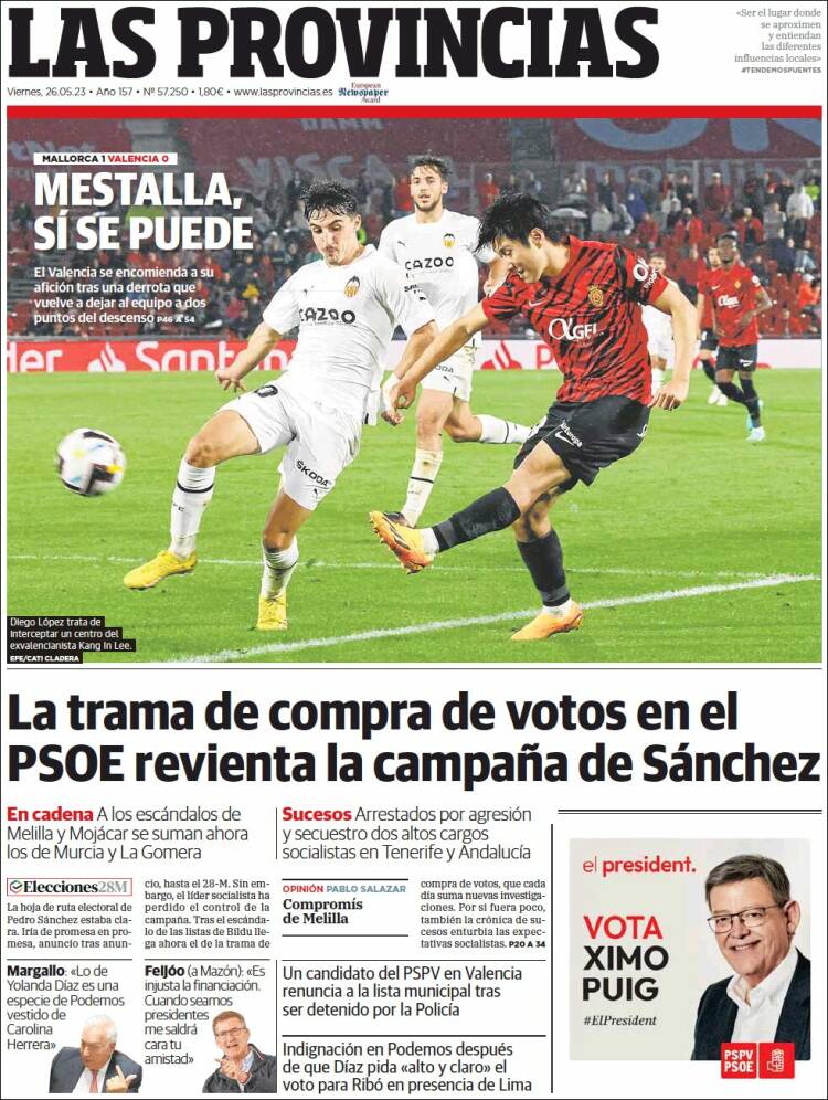 Portada de Las Provincias (España)