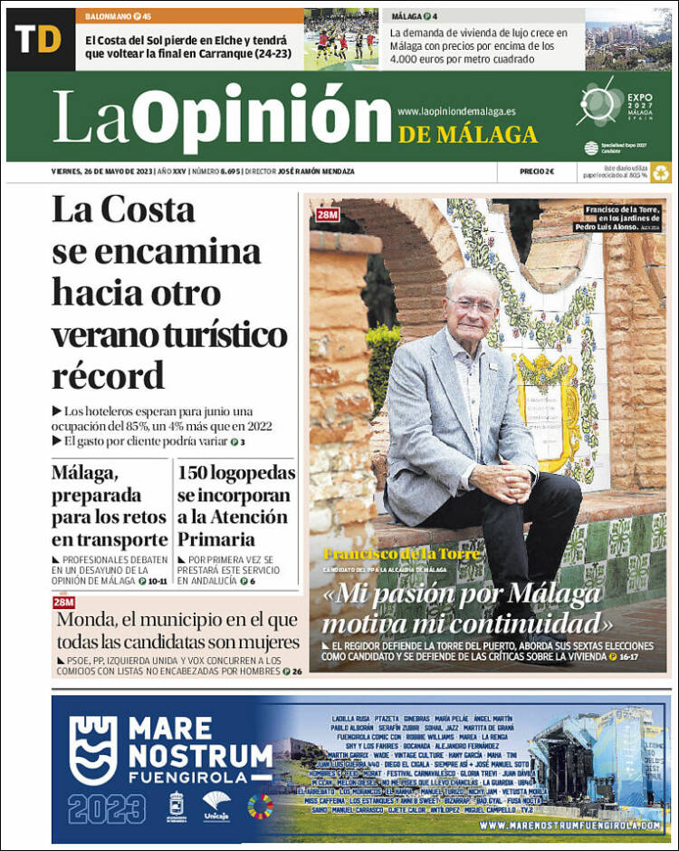 Portada de La Opinión de Málaga (España)