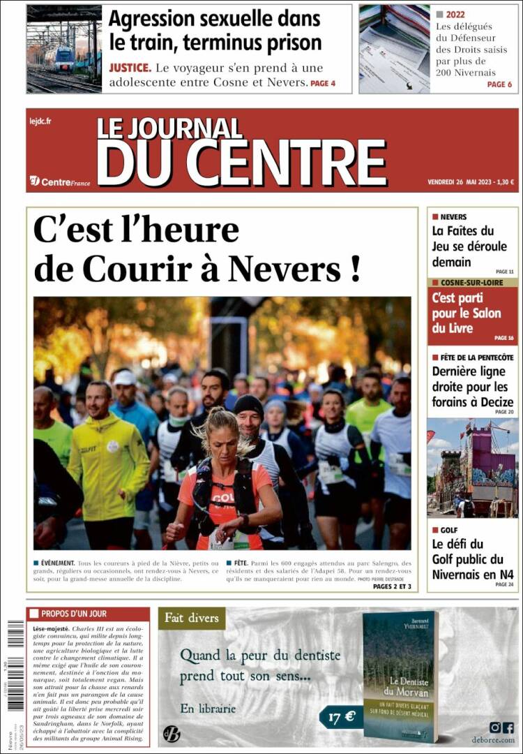 Portada de Le Journal du Centre (Francia)