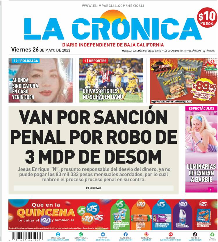 Portada de La Crónica de Baja California (México)