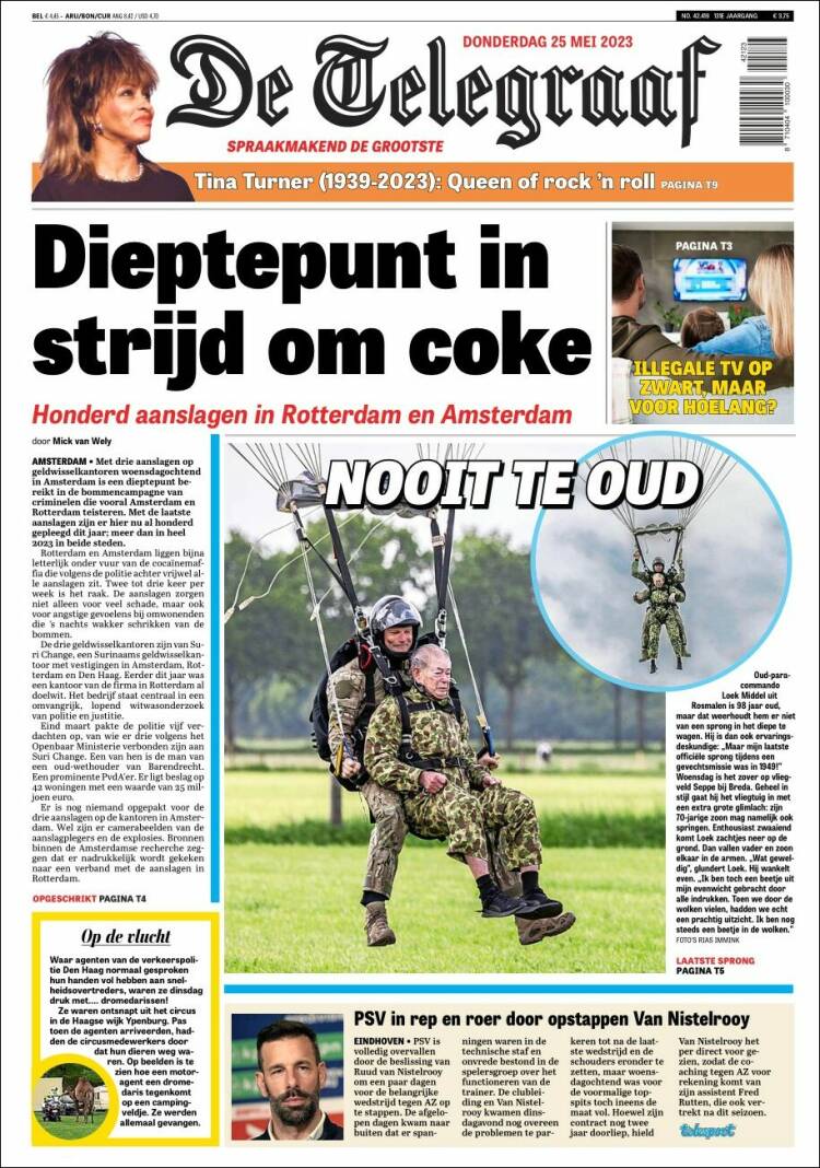 Portada de De Telegraaf (Pa&iacute;ses Bajos)