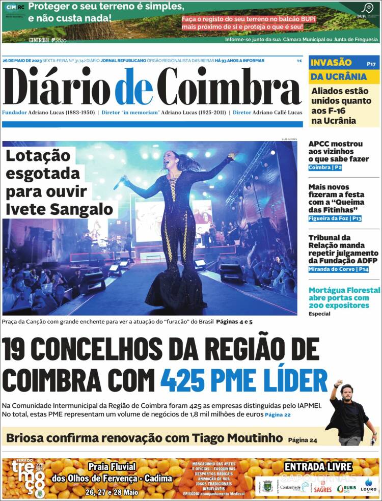 Portada de Diário de Coimbra (Portugal)