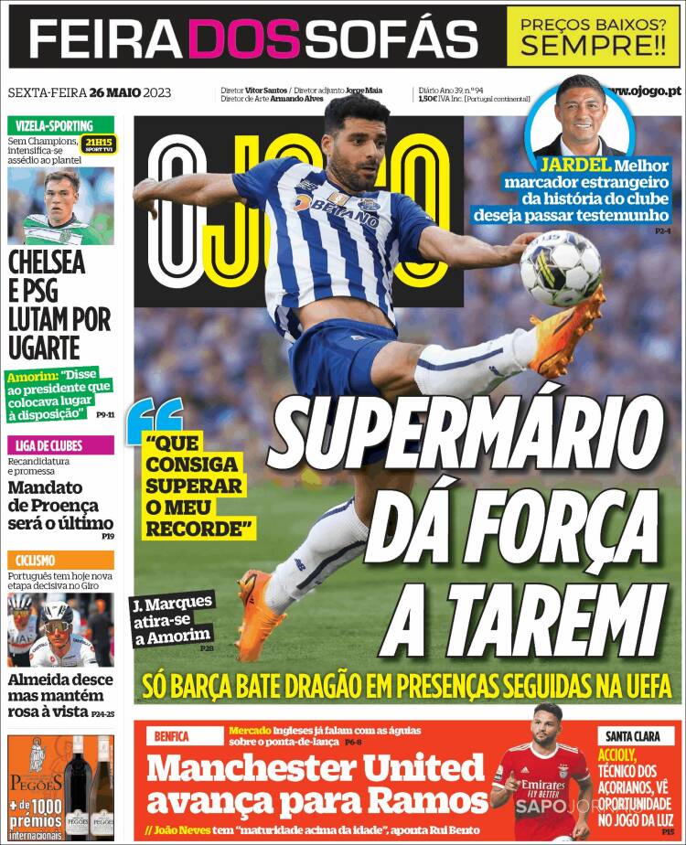 Portada de O Jogo (Portugal)