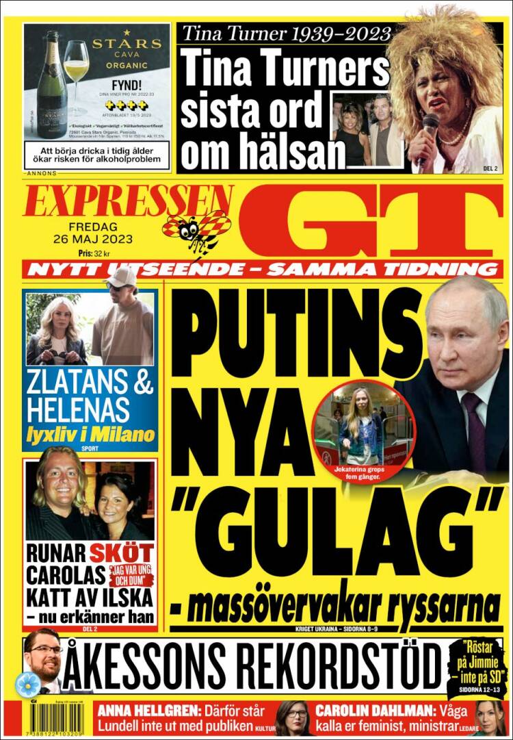 Portada de Göteborgstidningen (Suecia)