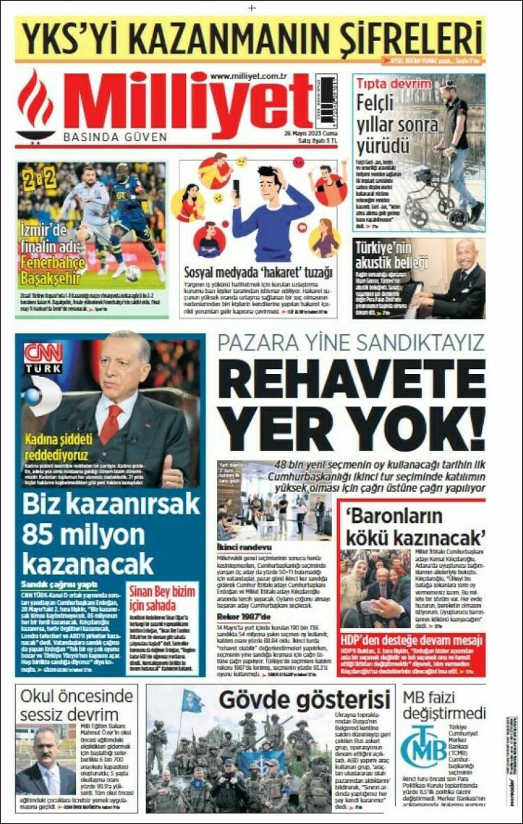 Portada de Milliyet (Turqu&iacute;a)