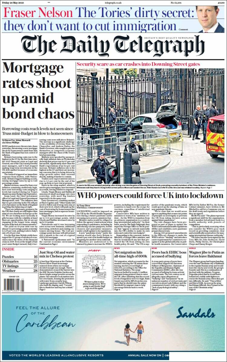 Portada de Daily Telegraph (Reino Unido)