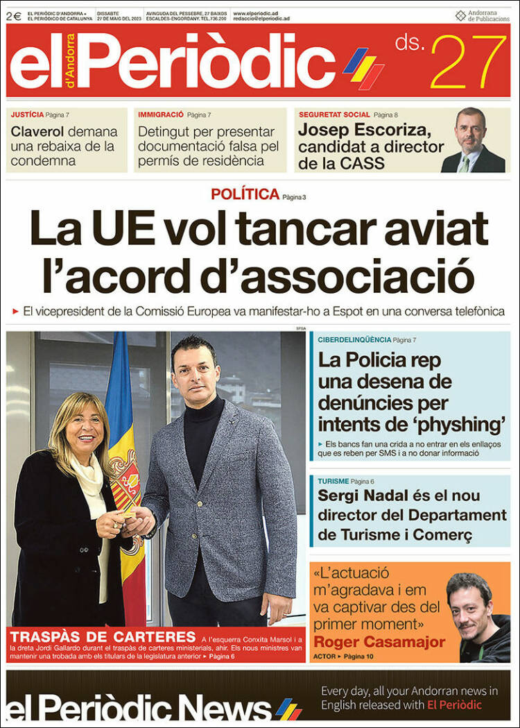Portada de El Periòdic d'Andorra (Andorra)